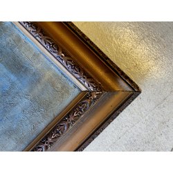 DIPINTO OLIO TELA PAESAGGIO FLUVIALE PONTE ad ARCO PIETRA FIUME BOSCO FINE '800