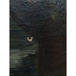 DIPINTO OLIO TELA PAESAGGIO FLUVIALE PONTE ad ARCO PIETRA FIUME BOSCO FINE '800