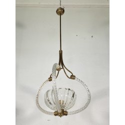 LAMPADARIO SOSPENSIONE 1940 OTTONE VETRO MURANO BAROVIER&TOSO VINTAGE LAMP GLASS