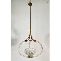 LAMPADARIO SOSPENSIONE 1940 OTTONE VETRO MURANO BAROVIER&TOSO VINTAGE LAMP GLASS