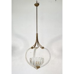 LAMPADARIO SOSPENSIONE 1940 OTTONE VETRO MURANO BAROVIER&TOSO VINTAGE LAMP GLASS