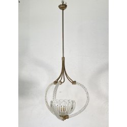 LAMPADARIO SOSPENSIONE 1940 OTTONE VETRO MURANO BAROVIER&TOSO VINTAGE LAMP GLASS