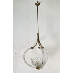 LAMPADARIO SOSPENSIONE 1940 OTTONE VETRO MURANO BAROVIER&TOSO VINTAGE LAMP GLASS