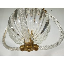 LAMPADARIO SOSPENSIONE 1940 OTTONE VETRO MURANO BAROVIER&TOSO VINTAGE LAMP GLASS