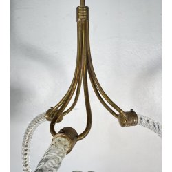LAMPADARIO SOSPENSIONE 1940 OTTONE VETRO MURANO BAROVIER&TOSO VINTAGE LAMP GLASS