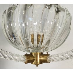 LAMPADARIO SOSPENSIONE 1940 OTTONE VETRO MURANO BAROVIER&TOSO VINTAGE LAMP GLASS