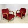 COPPIA POLTRONA Art Decò 1940 ARMCHAIR LEGNO DIVANO ITALY STOFFA ROSSA VINTAGE