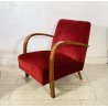COPPIA POLTRONA Art Decò 1940 ARMCHAIR LEGNO DIVANO ITALY STOFFA ROSSA VINTAGE