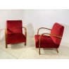 COPPIA POLTRONA Art Decò 1940 ARMCHAIR LEGNO DIVANO ITALY STOFFA ROSSA VINTAGE