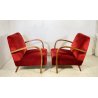 COPPIA POLTRONA Art Decò 1940 ARMCHAIR LEGNO DIVANO ITALY STOFFA ROSSA VINTAGE