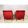 COPPIA POLTRONA Art Decò 1940 ARMCHAIR LEGNO DIVANO ITALY STOFFA ROSSA VINTAGE