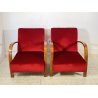 COPPIA POLTRONA Art Decò 1940 ARMCHAIR LEGNO DIVANO ITALY STOFFA ROSSA VINTAGE