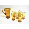 SET CARAFFA 6 BICCHIERI VETRO AMBRATO COCKTAIL LONG DRINK FENICOTTERO PALME '50s