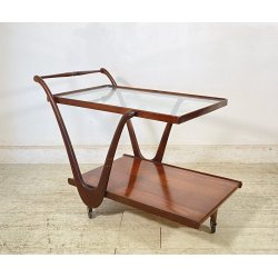 CARRELLO BAR LEGNO VETRO DESIGN ATTR. CESARE LACCA ANNI 70 ITALY BAR TROLLEY