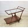 CARRELLO BAR LEGNO VETRO DESIGN ATTR. CESARE LACCA ANNI 70 ITALY BAR TROLLEY