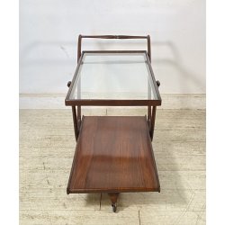 CARRELLO BAR LEGNO VETRO DESIGN ATTR. CESARE LACCA ANNI 70 ITALY BAR TROLLEY