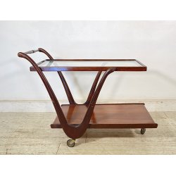 CARRELLO BAR LEGNO VETRO DESIGN ATTR. CESARE LACCA ANNI 70 ITALY BAR TROLLEY