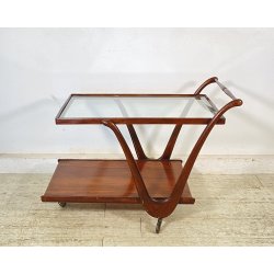CARRELLO BAR LEGNO VETRO DESIGN ATTR. CESARE LACCA ANNI 70 ITALY BAR TROLLEY