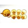 SET CARAFFA 6 BICCHIERI VETRO AMBRATO COCKTAIL LONG DRINK FENICOTTERO PALME '50s