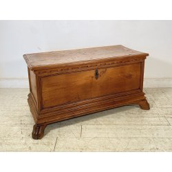 ANTICA PICCOLA CASSAPANCA LEGNO NOCE PANCA BAULE EPOCA 1800 RUSTICA PIEMONTESE