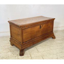 ANTICA PICCOLA CASSAPANCA LEGNO NOCE PANCA BAULE EPOCA 1800 RUSTICA PIEMONTESE
