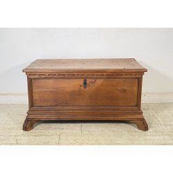 ANTICA PICCOLA CASSAPANCA LEGNO NOCE PANCA BAULE EPOCA 1800 RUSTICA PIEMONTESE