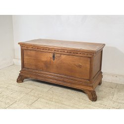ANTICA PICCOLA CASSAPANCA LEGNO NOCE PANCA BAULE EPOCA 1800 RUSTICA PIEMONTESE