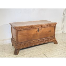 ANTICA PICCOLA CASSAPANCA LEGNO NOCE PANCA BAULE EPOCA 1800 RUSTICA PIEMONTESE