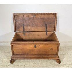 ANTICA PICCOLA CASSAPANCA LEGNO NOCE PANCA BAULE EPOCA 1800 RUSTICA PIEMONTESE