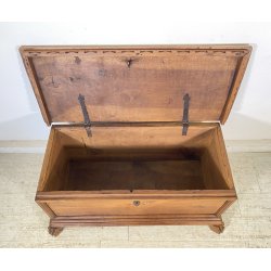 ANTICA PICCOLA CASSAPANCA LEGNO NOCE PANCA BAULE EPOCA 1800 RUSTICA PIEMONTESE