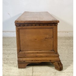 ANTICA PICCOLA CASSAPANCA LEGNO NOCE PANCA BAULE EPOCA 1800 RUSTICA PIEMONTESE