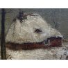 ANTICO DIPINTO OLIO Alfred Van Neste "La chaumiere du bracconier" PAESAGGIO NEVE