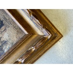 ANTICO DIPINTO OLIO Alfred Van Neste "La chaumiere du bracconier" PAESAGGIO NEVE