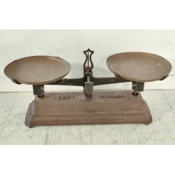 ANTICA PICCOLA BILANCIA 2 PIATTI PESA FERRO BATTUTO epoca '800 FORCE 15 KILOG