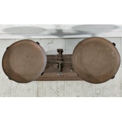 ANTICA PICCOLA BILANCIA 2 PIATTI PESA FERRO BATTUTO epoca '800 FORCE 15 KILOG