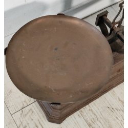 ANTICA PICCOLA BILANCIA 2 PIATTI PESA FERRO BATTUTO epoca '800 FORCE 15 KILOG