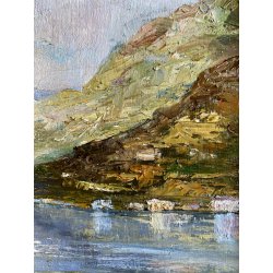 QUADRO DIPINTO OLIO Tistarà Dante PAESAGGIO LAGO D'ORTA VEDUTA Omegna 1930