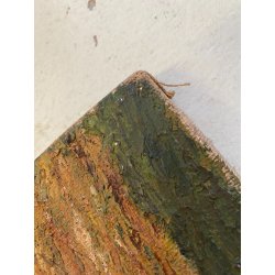 ANTICO DIPINTO OLIO A. Rosa PAESAGGIO ALPINO GHIACCIAI MONTAGNE DIVISIONISTA