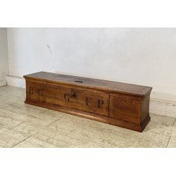 ANTICO ELEMOSINIERE LEGNO NOCE PANCA BAULE EPOCA 1800 RUSTICO PIEMONTESE NOBILE