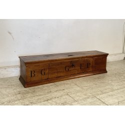 ANTICO ELEMOSINIERE LEGNO NOCE PANCA BAULE EPOCA 1800 RUSTICO PIEMONTESE NOBILE