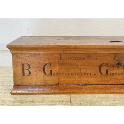 ANTICO ELEMOSINIERE LEGNO NOCE PANCA BAULE EPOCA 1800 RUSTICO PIEMONTESE NOBILE