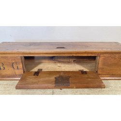 ANTICO ELEMOSINIERE LEGNO NOCE PANCA BAULE EPOCA 1800 RUSTICO PIEMONTESE NOBILE