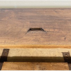 ANTICO ELEMOSINIERE LEGNO NOCE PANCA BAULE EPOCA 1800 RUSTICO PIEMONTESE NOBILE