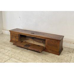 ANTICO ELEMOSINIERE LEGNO NOCE PANCA BAULE EPOCA 1800 RUSTICO PIEMONTESE NOBILE