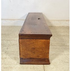 ANTICO ELEMOSINIERE LEGNO NOCE PANCA BAULE EPOCA 1800 RUSTICO PIEMONTESE NOBILE