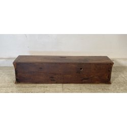 ANTICO ELEMOSINIERE LEGNO NOCE PANCA BAULE EPOCA 1800 RUSTICO PIEMONTESE NOBILE