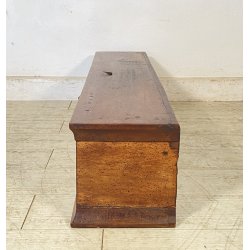 ANTICO ELEMOSINIERE LEGNO NOCE PANCA BAULE EPOCA 1800 RUSTICO PIEMONTESE NOBILE