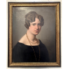 ANTICO DIPINTO OLIO TELA RITRATTO FEMMINILE ELEGANTE GIOVANE NOBILDONNA '800