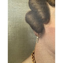 ANTICO DIPINTO OLIO TELA RITRATTO FEMMINILE ELEGANTE GIOVANE NOBILDONNA '800