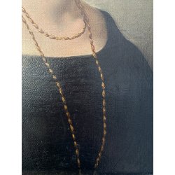 ANTICO DIPINTO OLIO TELA RITRATTO FEMMINILE ELEGANTE GIOVANE NOBILDONNA '800